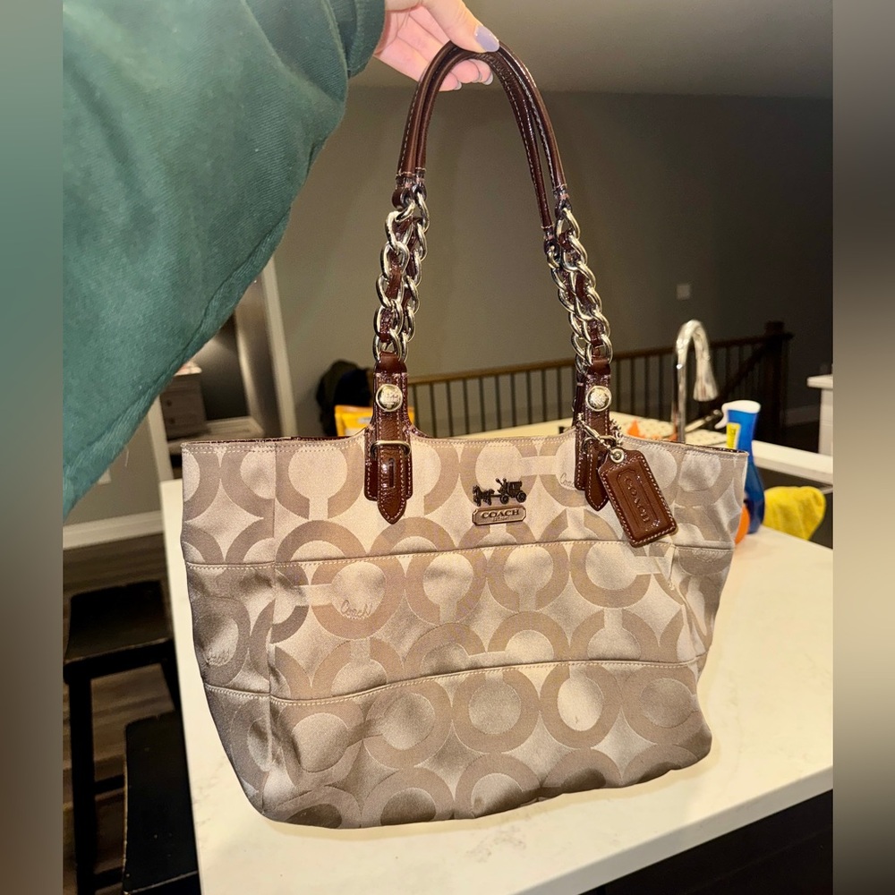 Coach Tan and Brown Signature Tote